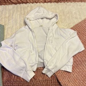 Brandy Melville John Galt cropped white hoodie🤍